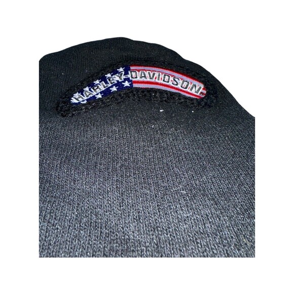 Harley Davidson Skull Knit Cap American Flag Patch Black Beanie - Picture 6 of 9